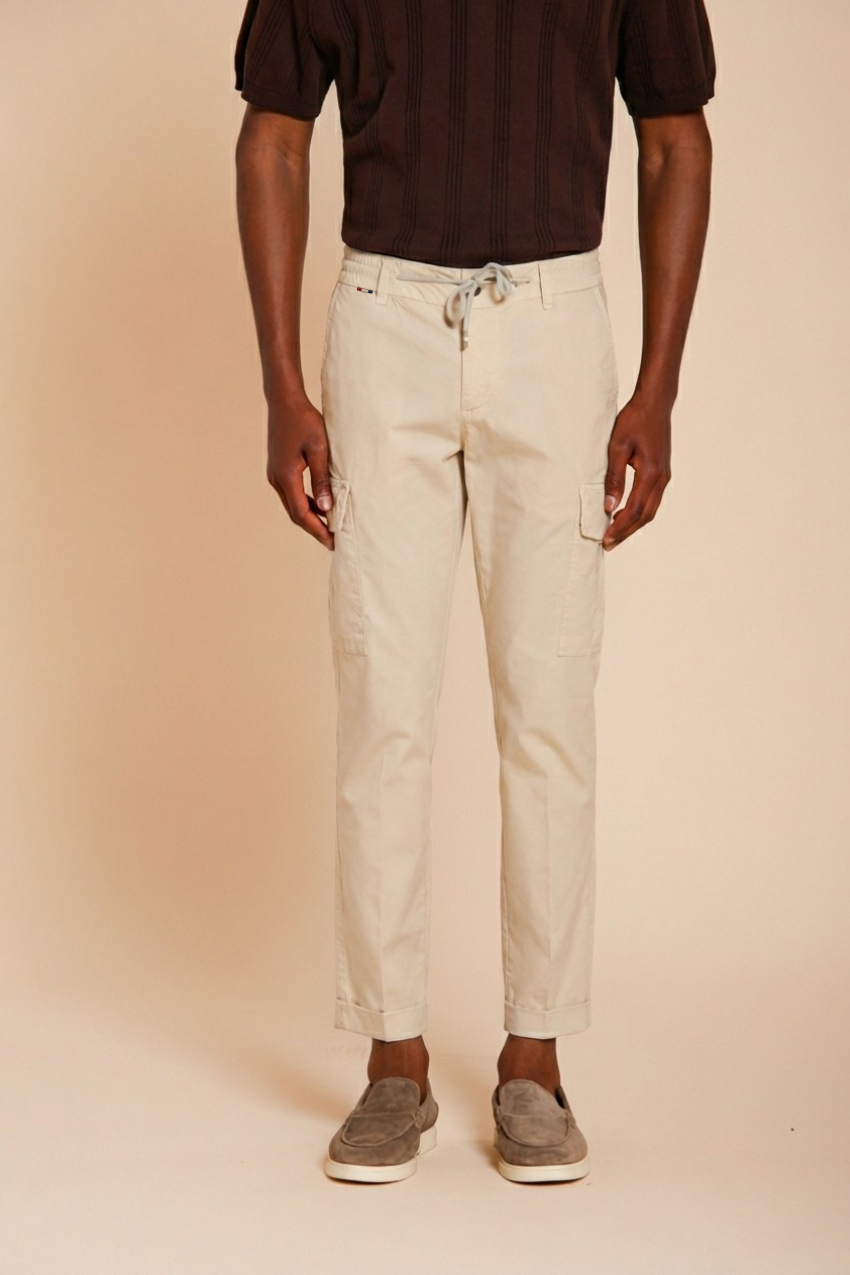 Chile Jogger men's cargo pants in lyocell and cotton parachute canvas extra slim fit