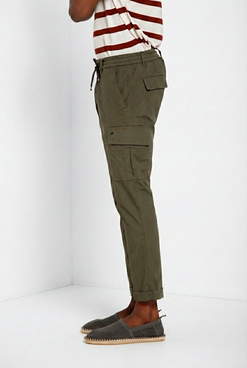Chile Jogger men's cargo pants in lyocell and cotton parachute canvas extra slim fit