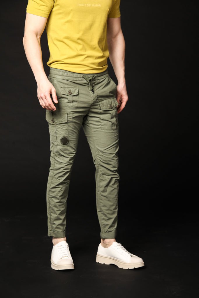 Image 2 of men's George model cargo pants in green, carrot fit by Mason's
