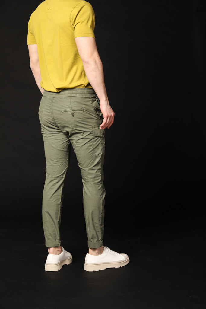 Image 5 of men's George model cargo pants in green, carrot fit by Mason's