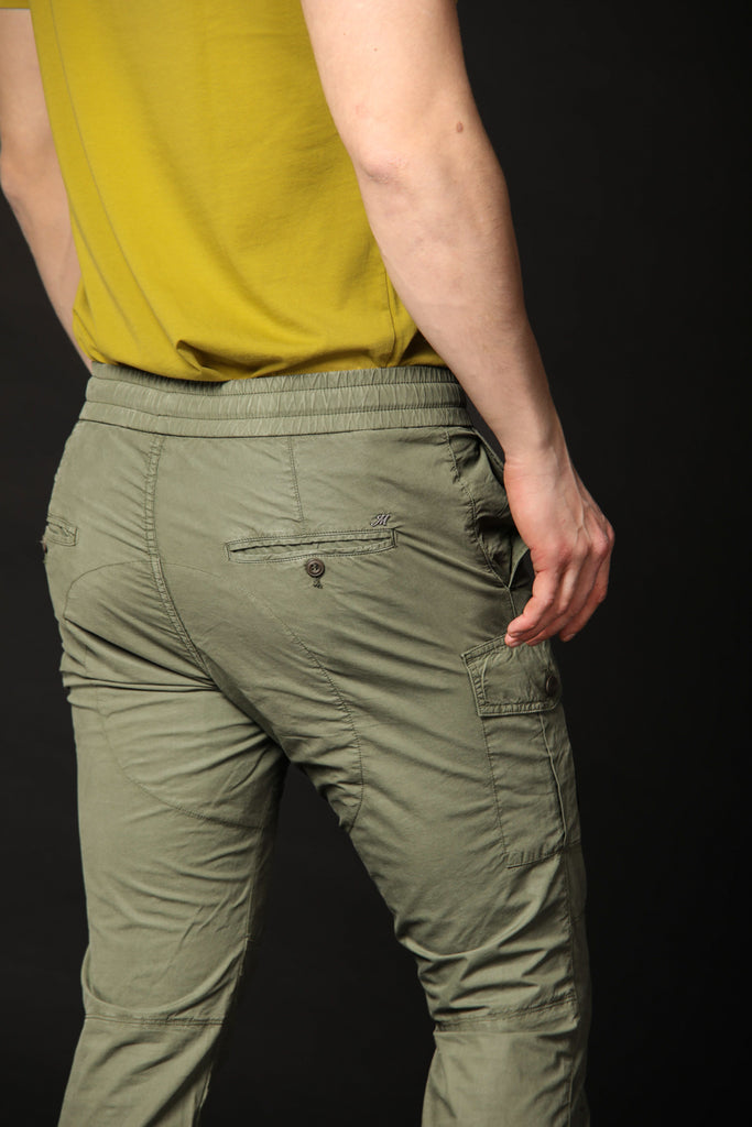 Image 4 of men's George model cargo pants in green, carrot fit by Mason's