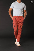 George Elax pantalón cargo hombre brocken de algodón y cáñamo logo edition carrot fit ①