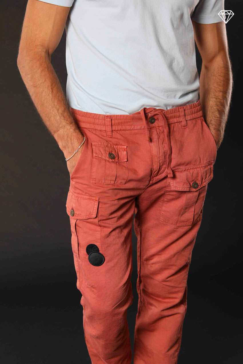 George Elax pantalón cargo hombre brocken de algodón y cáñamo logo edition carrot fit ①
