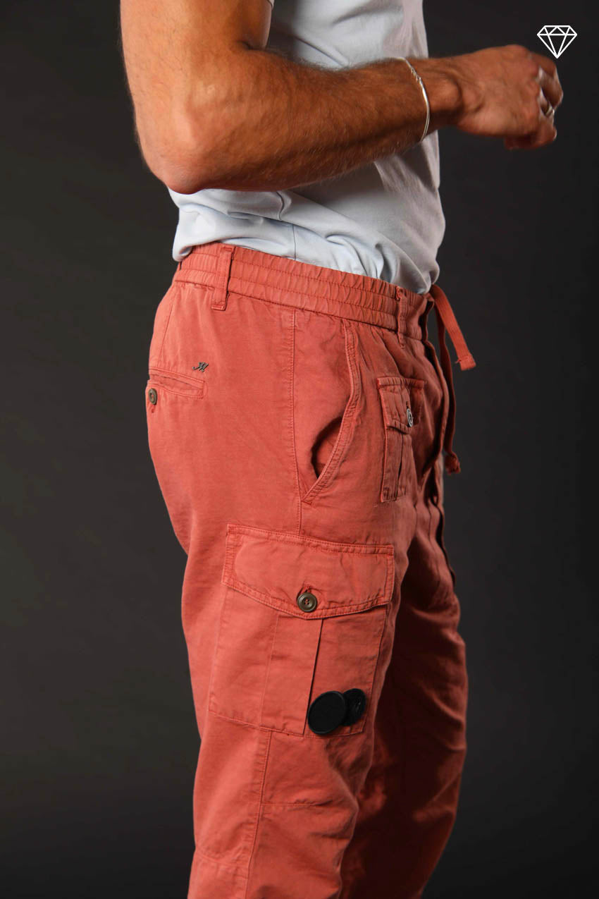 George Elax pantalón cargo hombre brocken de algodón y cáñamo logo edition carrot fit ①