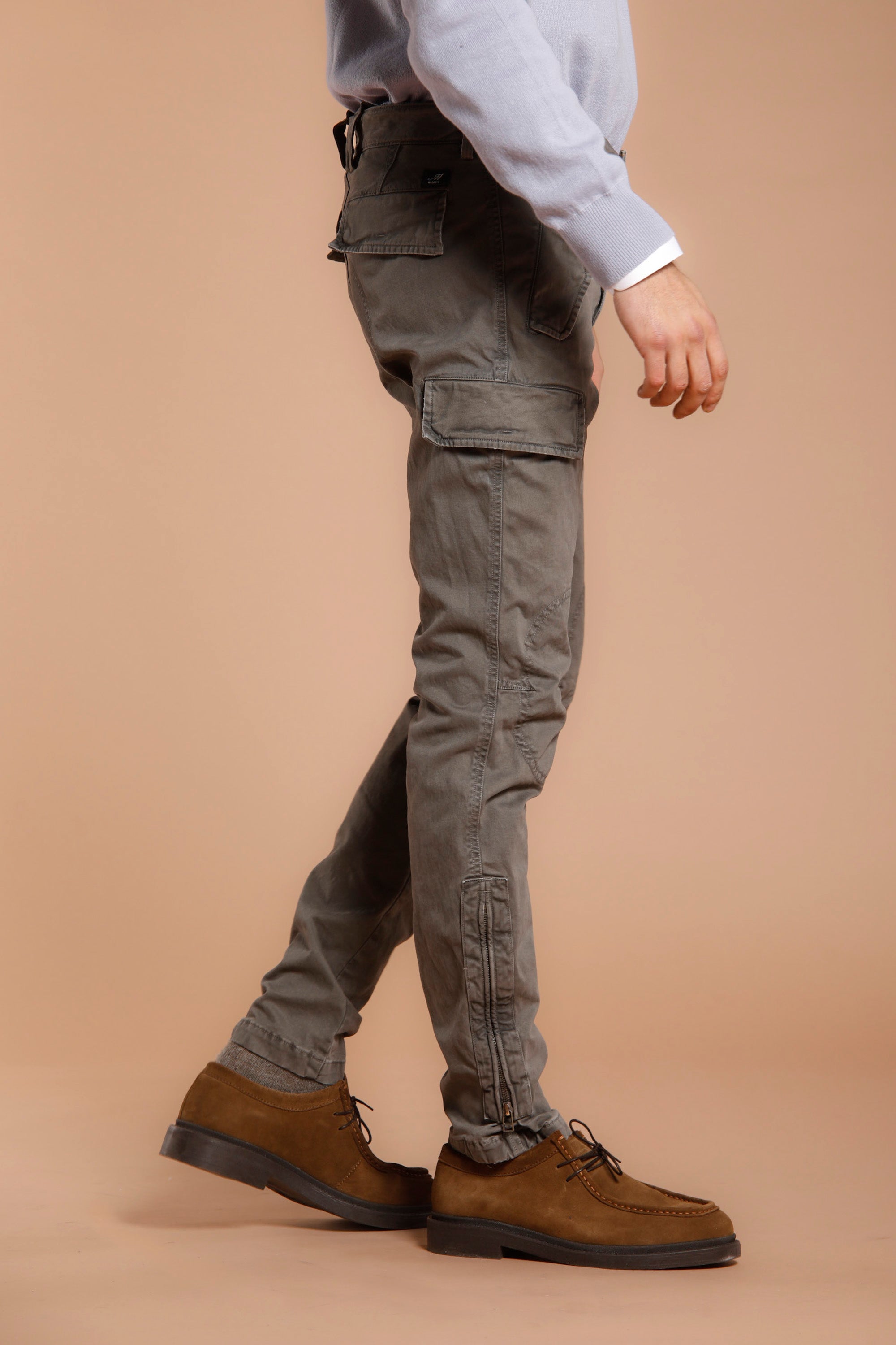 Foto 3 Bolivia pantalone cargo uomo in gabardina regular fit