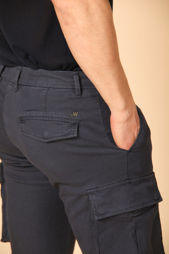 Image 3 of men's Chile City model cargo pants in navy blue, regular fit by Mason's