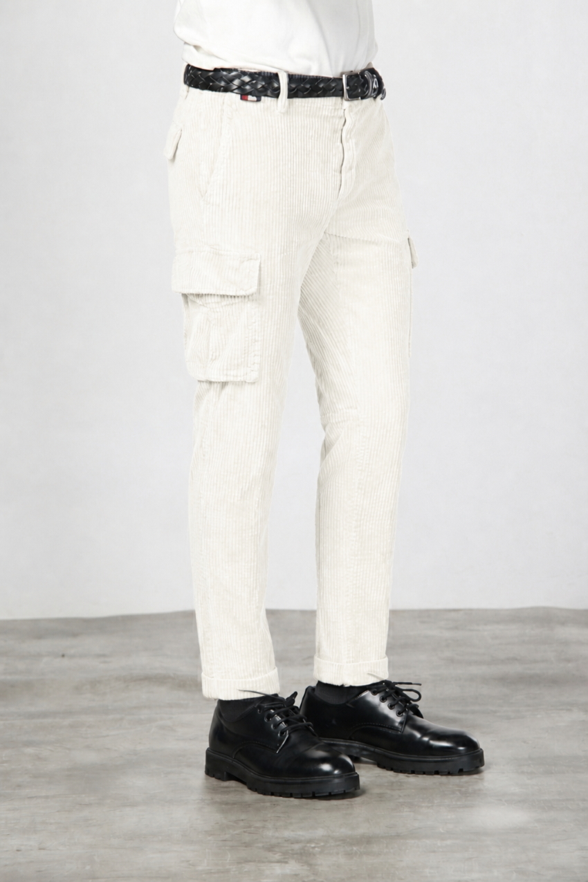 Chile pantalone cargo uomo in velluto a costa larga regular fit