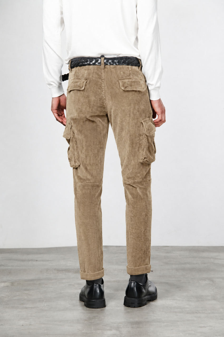 Chile pantalon cargo homme en velours à grosses côtes regular fit