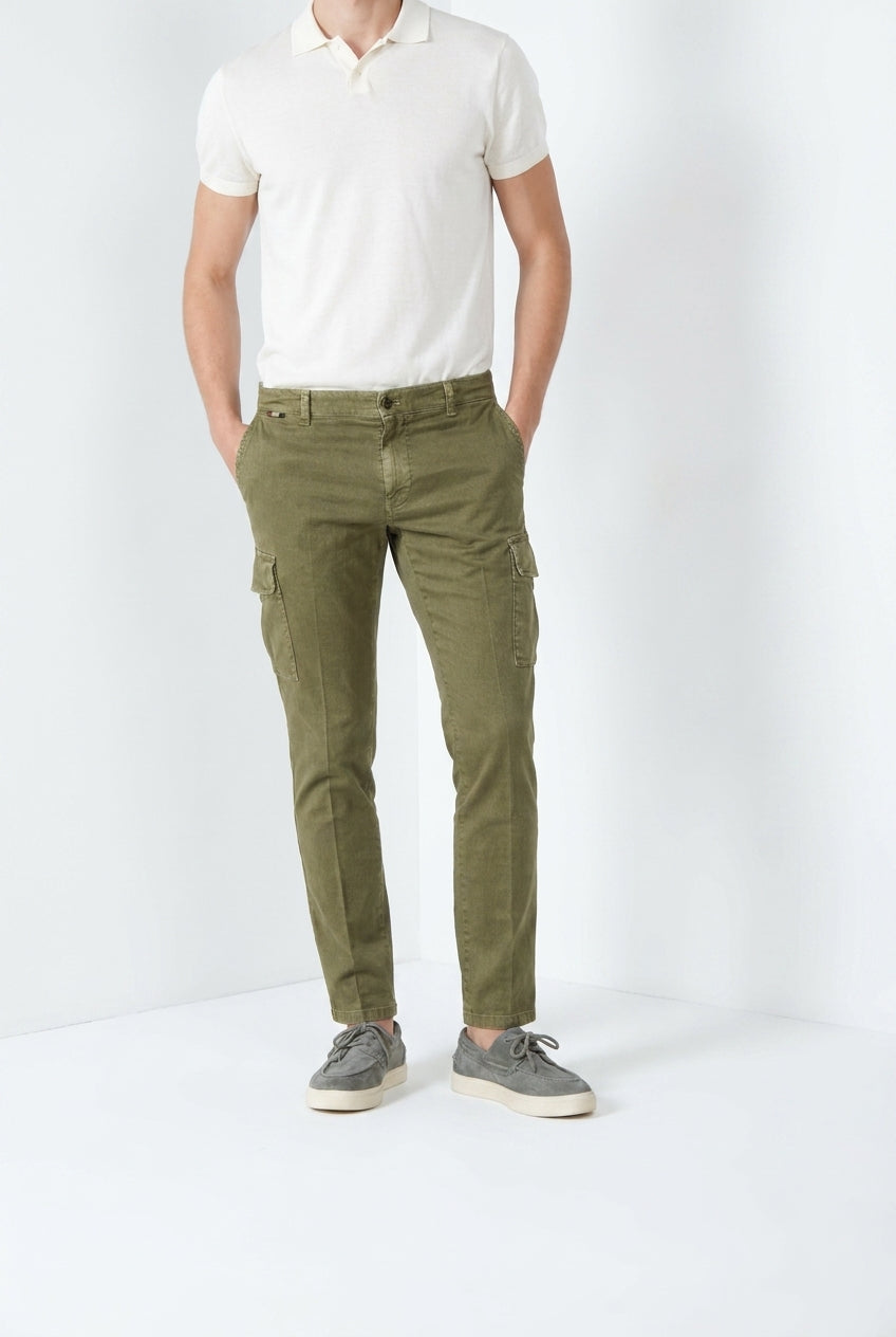 Chile delamere pantalón cargo hombre en twill lino y algodón regular fit