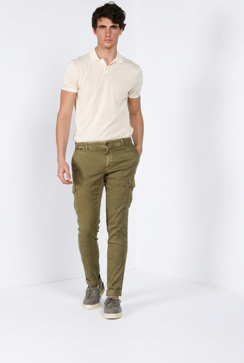 Chile delamere pantalón cargo hombre en twill lino y algodón regular fit