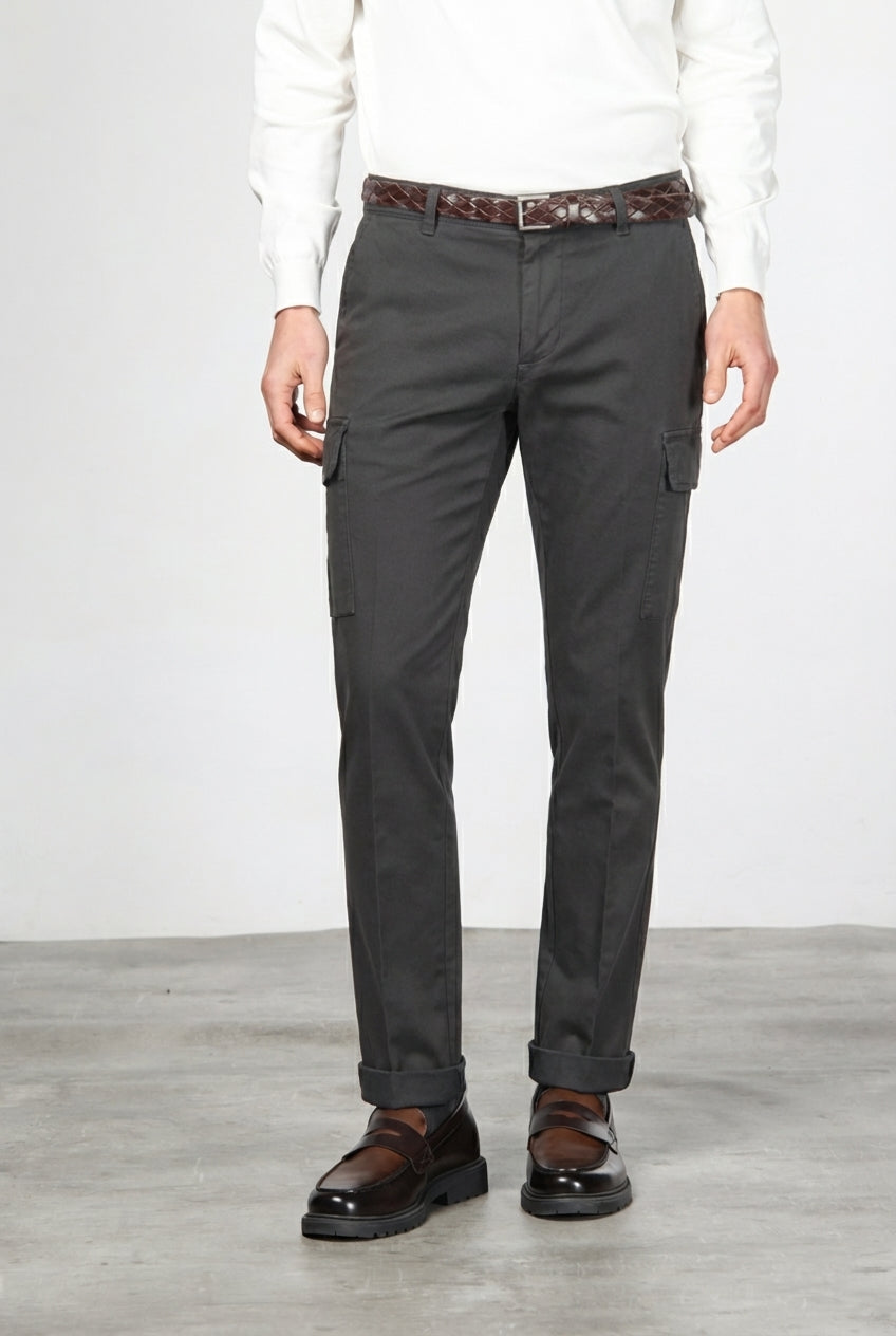 Chile pantalón cargo de hombre en algodón stretch con trama diagonal, regular fit