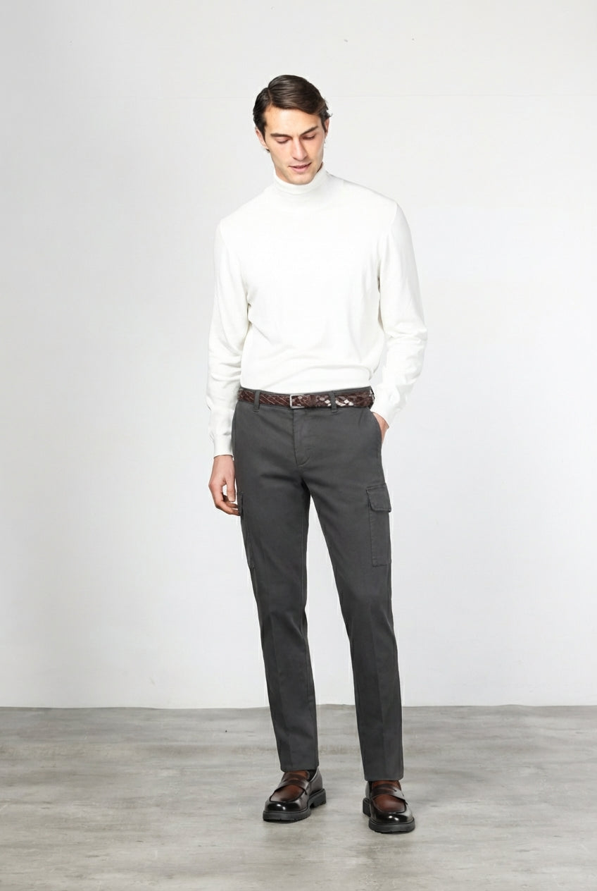 Chile pantalón cargo de hombre en algodón stretch con trama diagonal, regular fit