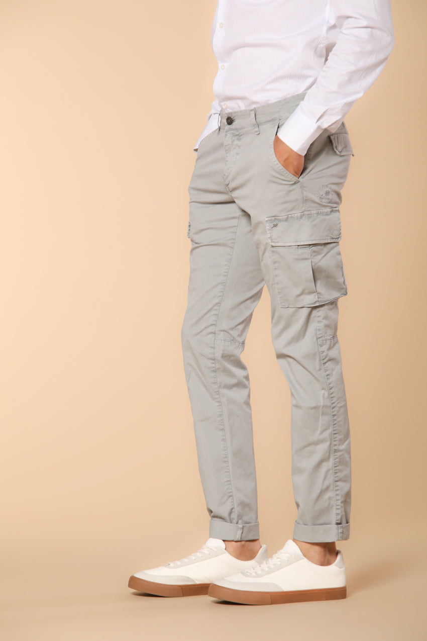 Chile  pantalone cargo uomo in twill di cotone pima leggero special washing  extra-slim fit