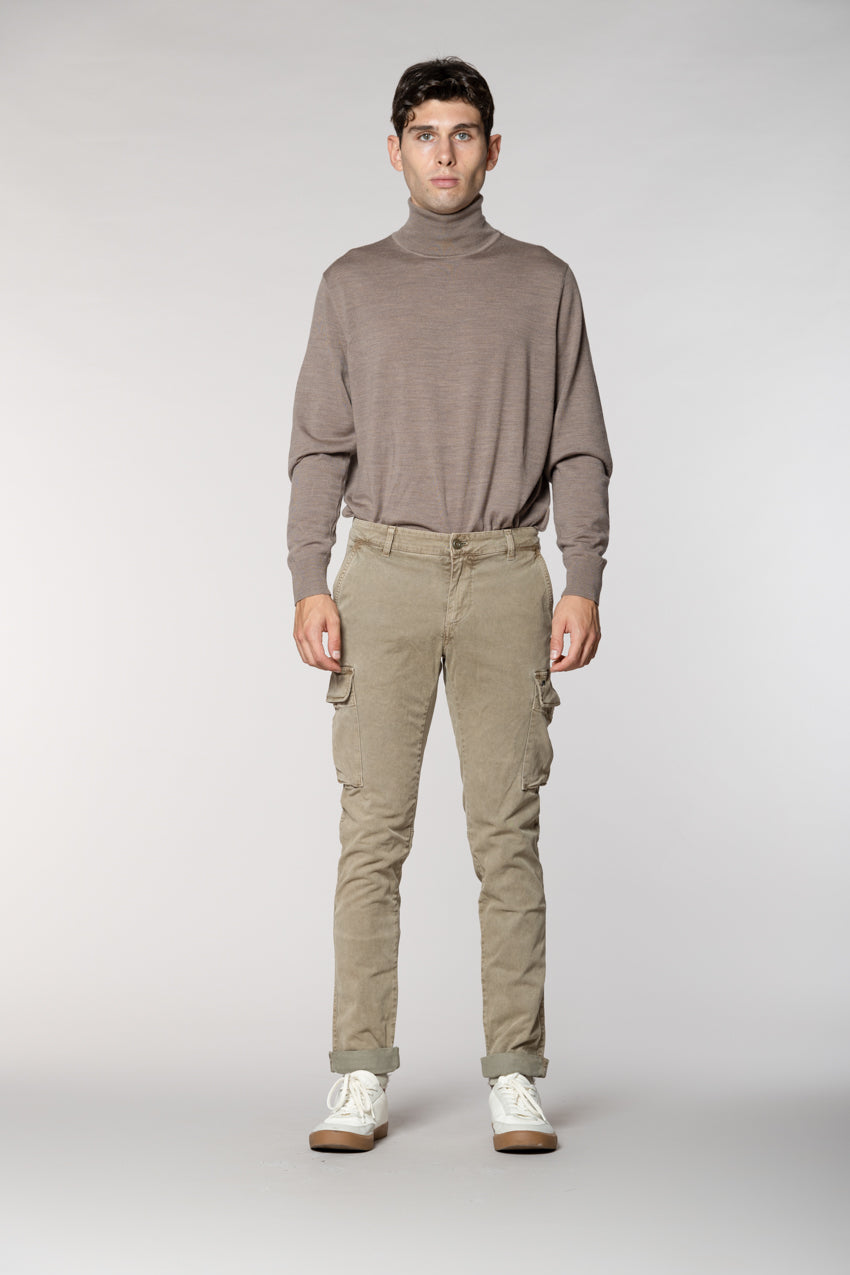 Chile men's cargo trousers in gabardine with special washing extra slim fit