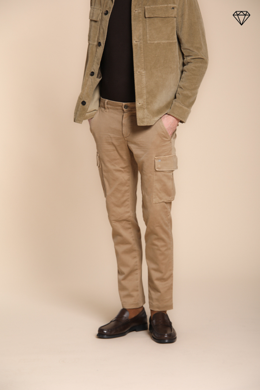Chile pantalone cargo uomo in gabardina extra slim fit ①