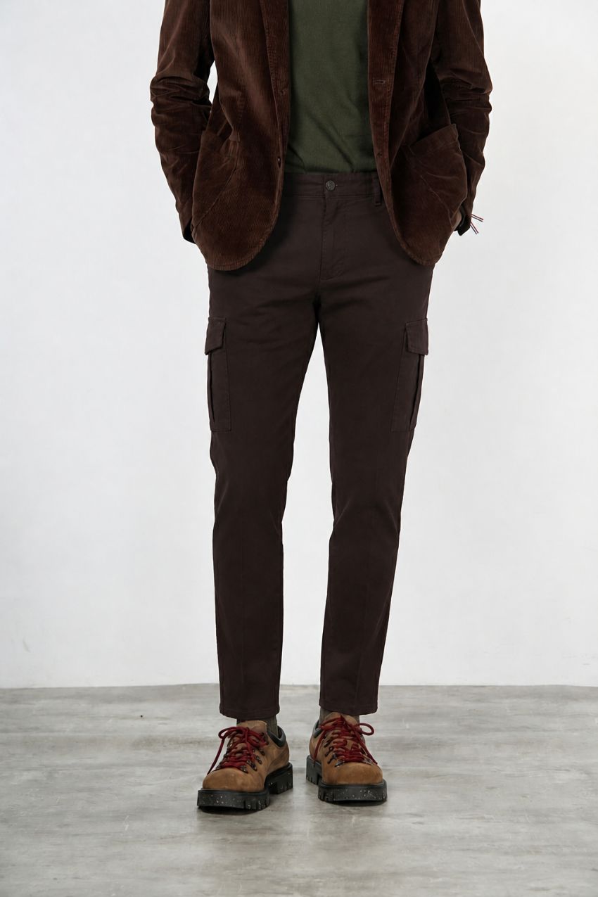 Chile men’s cargo pants in stretch gabardine extra slim fit ①