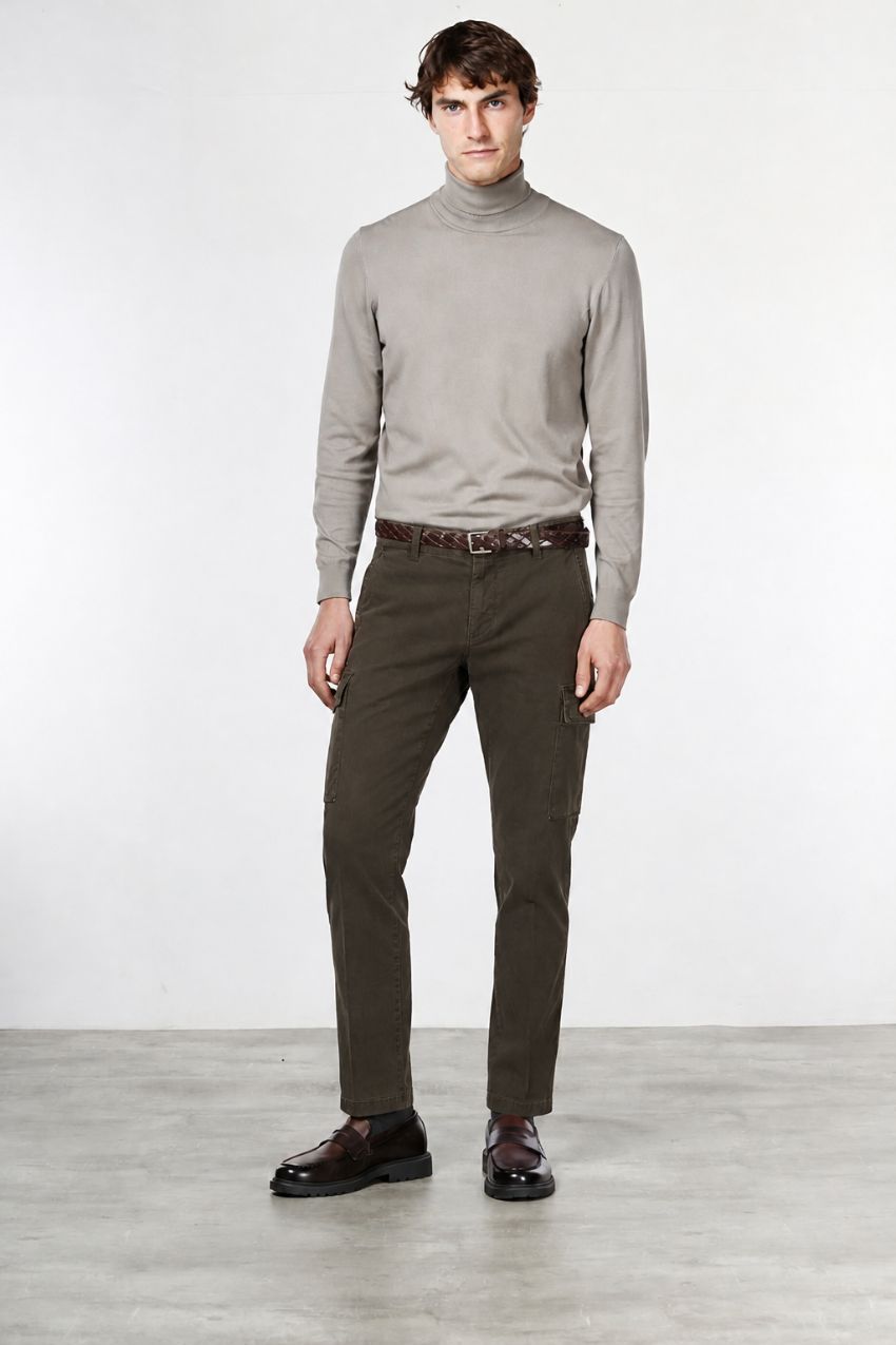 Chile men’s cargo trousers in stretch gabardine extra slim fit ①
