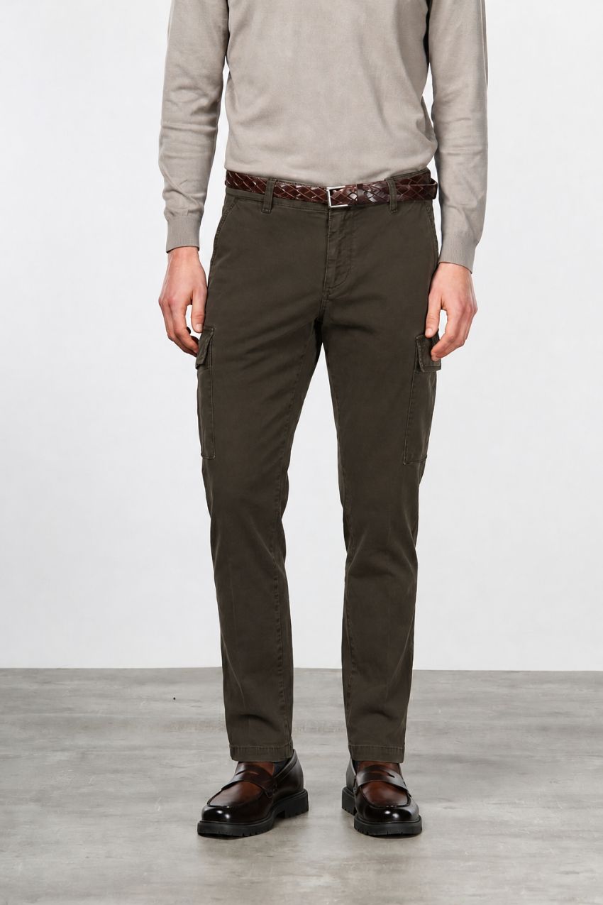 Chile men’s cargo trousers in stretch gabardine extra slim fit ①