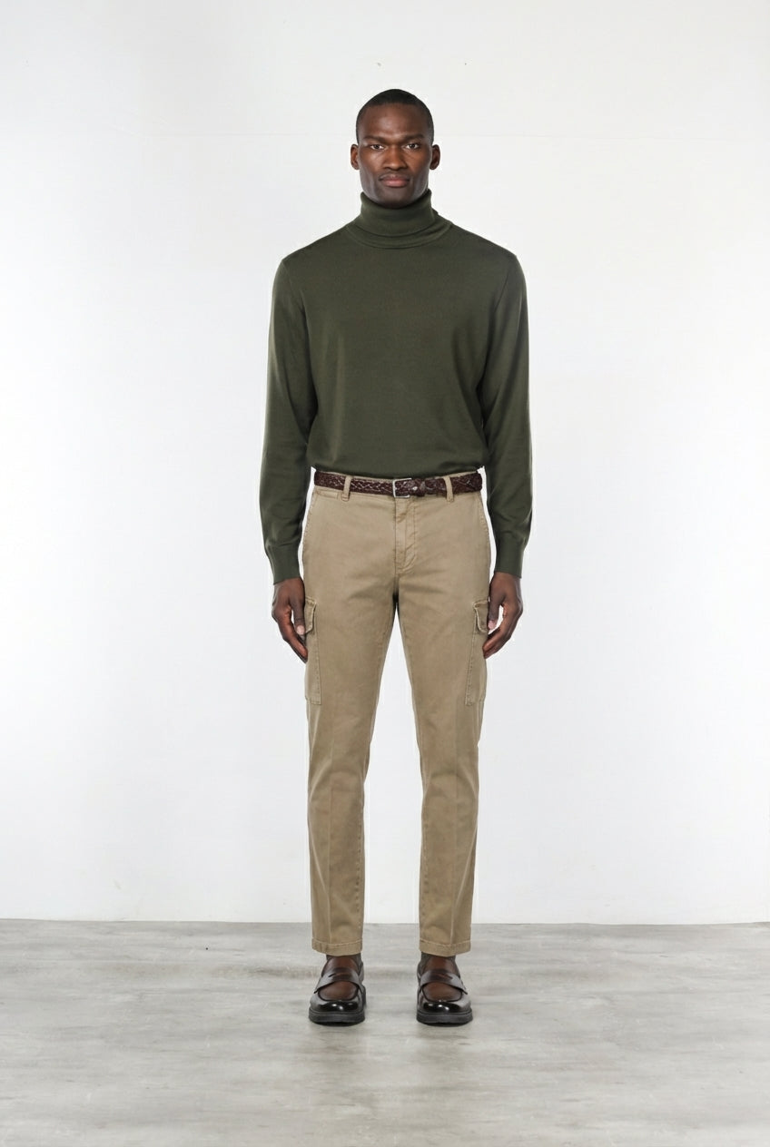Chile pantalón cargo de hombre en gabardina stretch, extra slim fit ①
