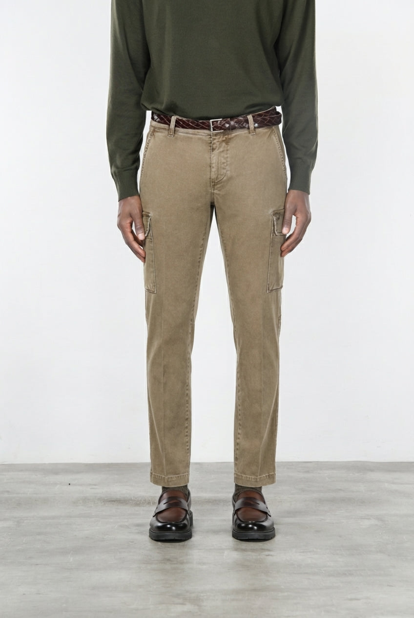 Chile pantalón cargo de hombre en gabardina stretch, extra slim fit ①