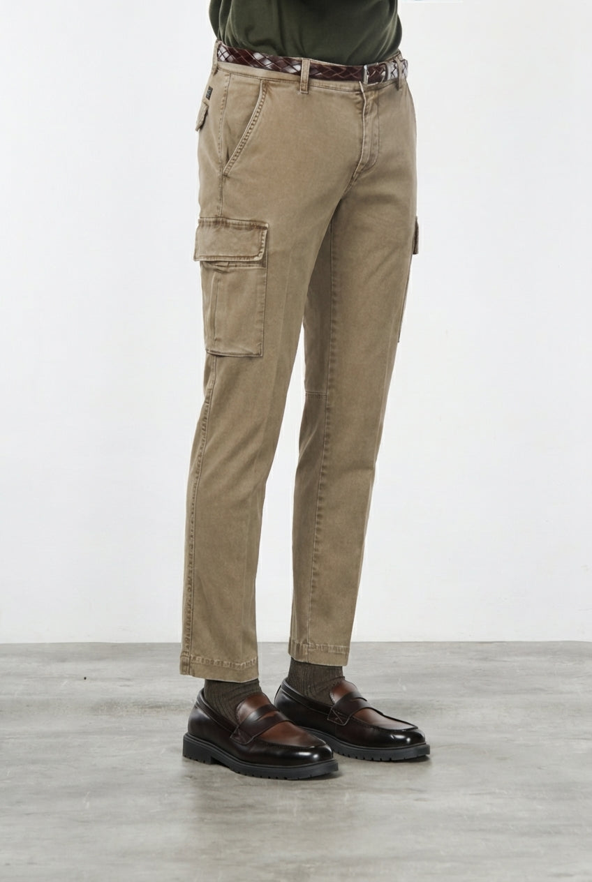 Chile pantalón cargo de hombre en gabardina stretch, extra slim fit ①