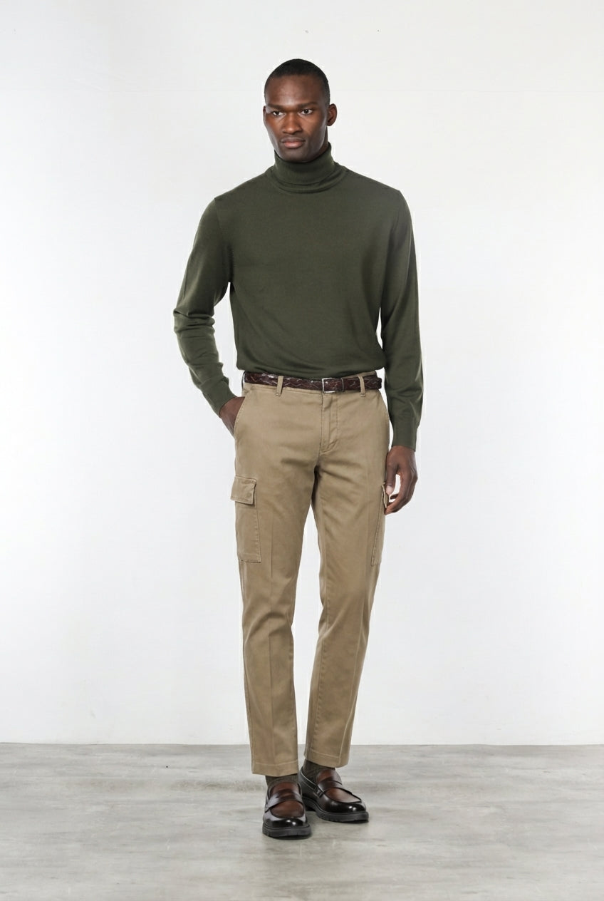 Chile pantalón cargo de hombre en gabardina stretch, extra slim fit ①