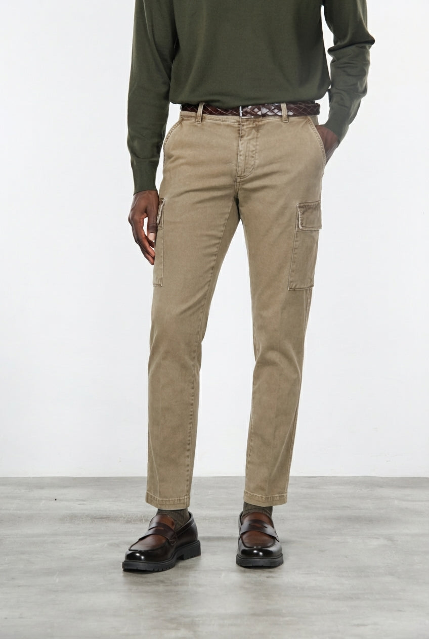 Chile pantalón cargo de hombre en gabardina stretch, extra slim fit ①
