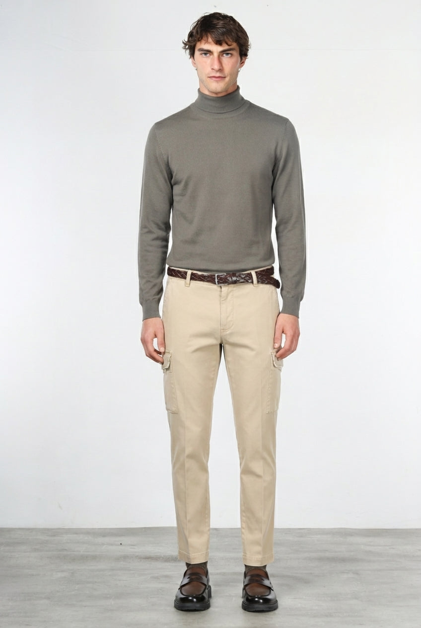 Chile pantalón cargo de hombre en gabardina stretch, extra slim fit ①