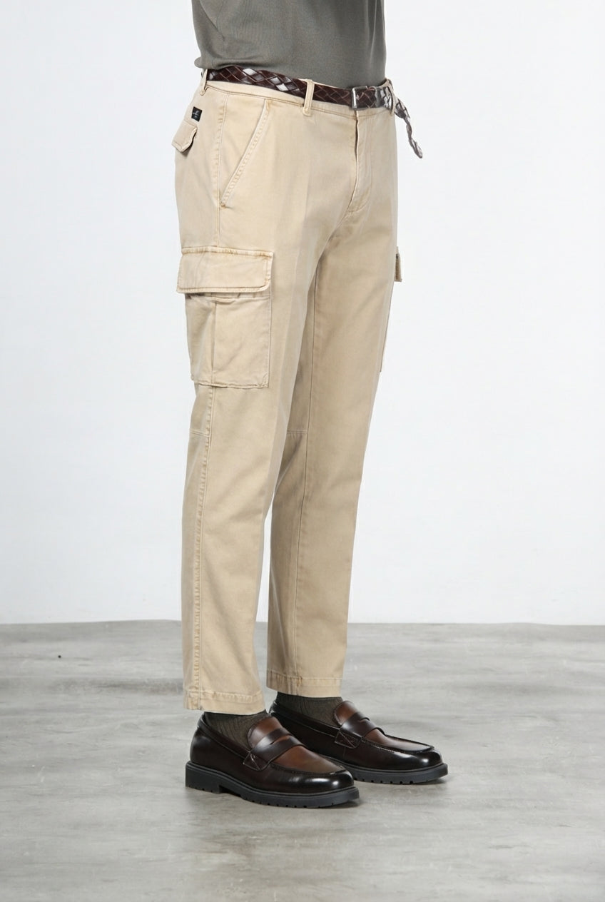 Chile pantalón cargo de hombre en gabardina stretch, extra slim fit ①