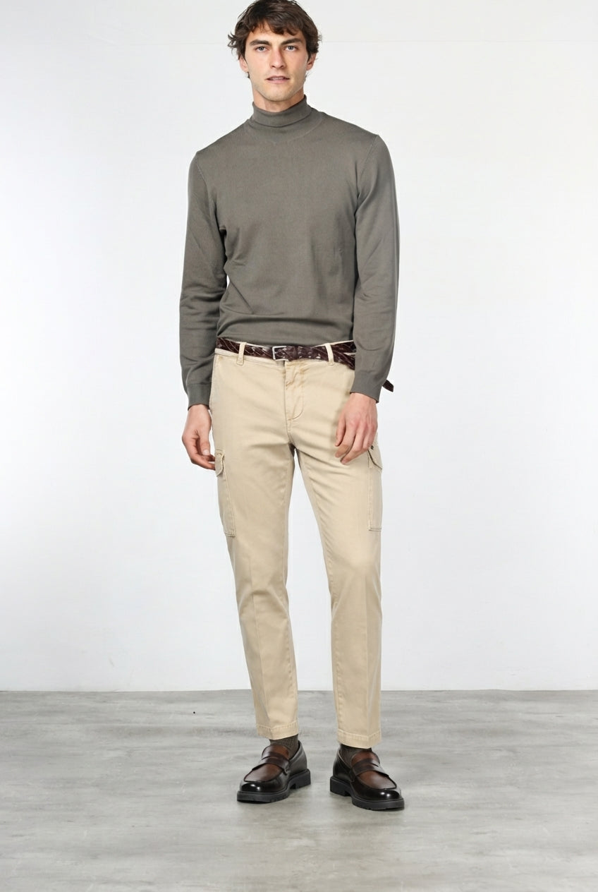 Chile pantalón cargo de hombre en gabardina stretch, extra slim fit ①