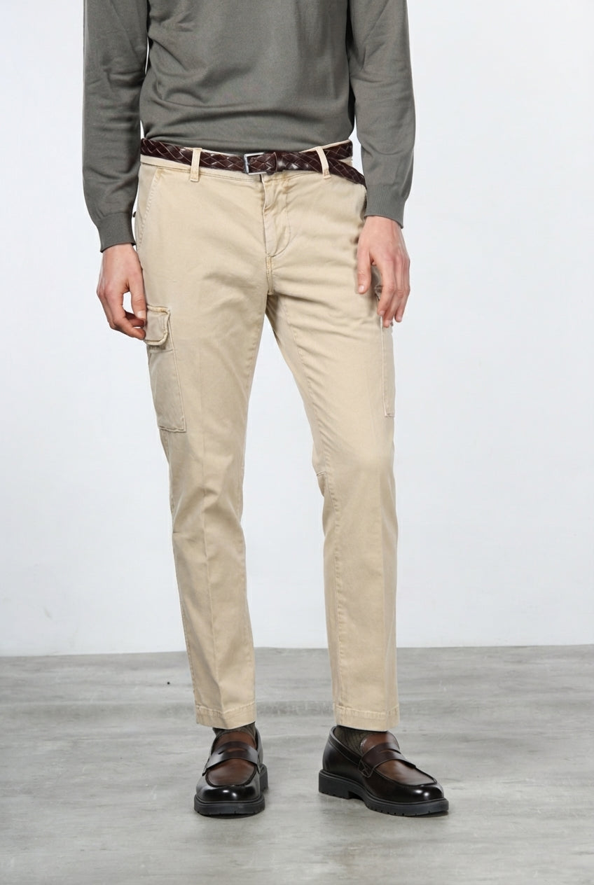 Chile pantalón cargo de hombre en gabardina stretch, extra slim fit ①