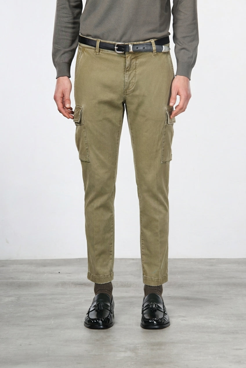 Chile pantalón cargo de hombre en gabardina stretch, extra slim fit ①