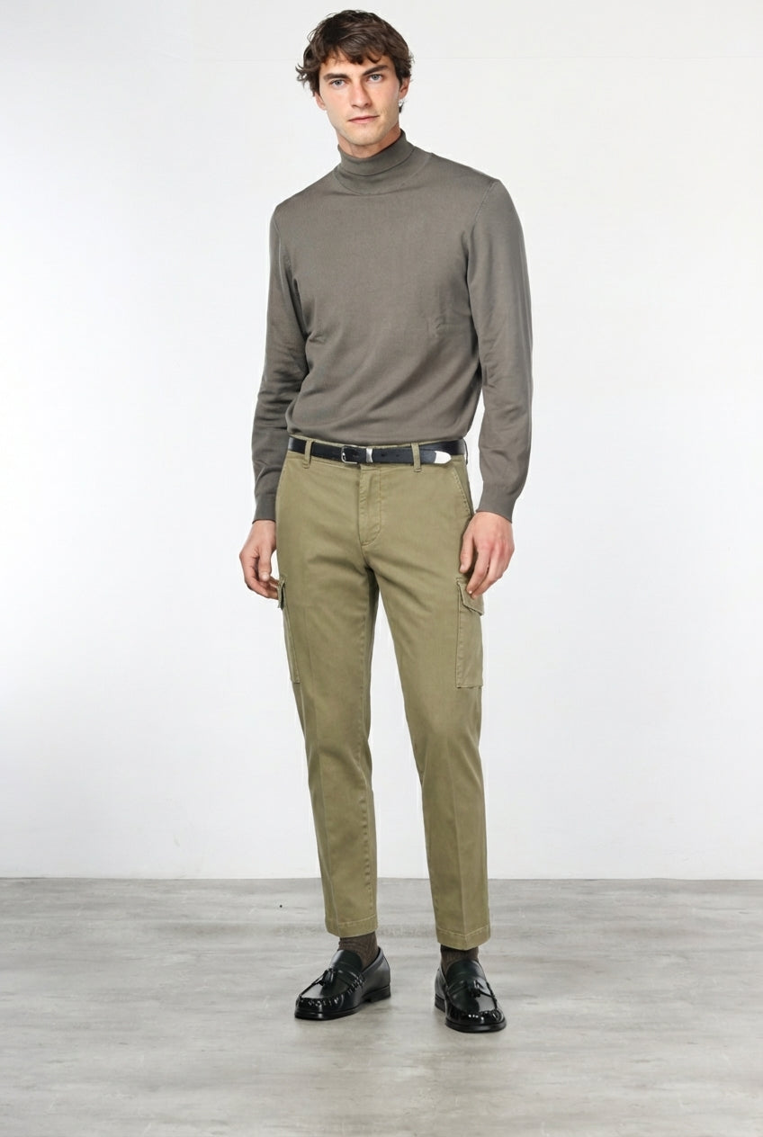 Chile pantalón cargo de hombre en gabardina stretch, extra slim fit ①
