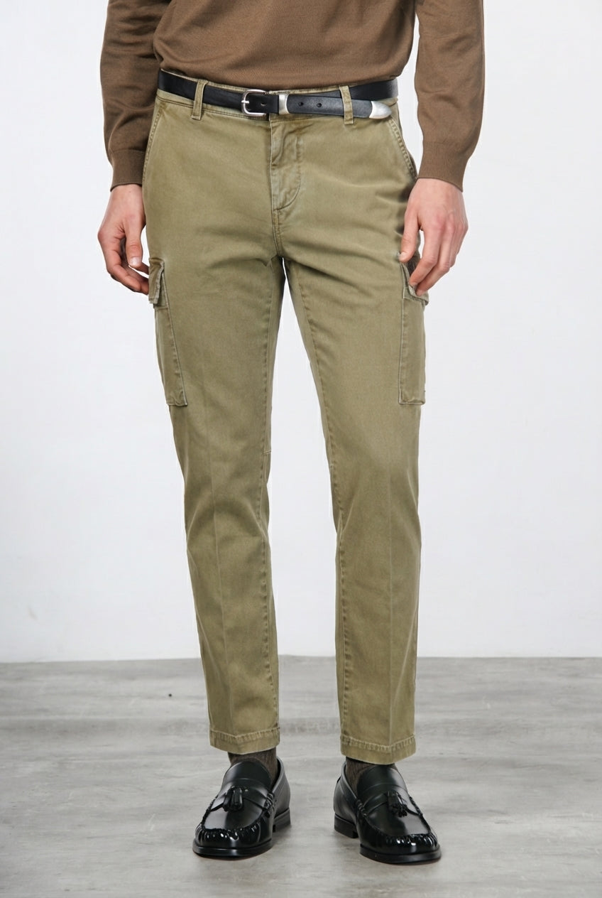 Chile pantalón cargo de hombre en gabardina stretch, extra slim fit ①