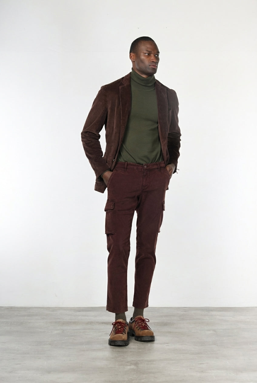 Chile pantalón cargo de hombre en gabardina stretch, extra slim fit ①