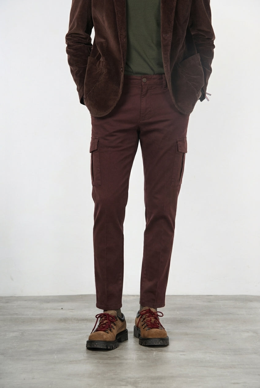 Chile pantalón cargo de hombre en gabardina stretch, extra slim fit ①