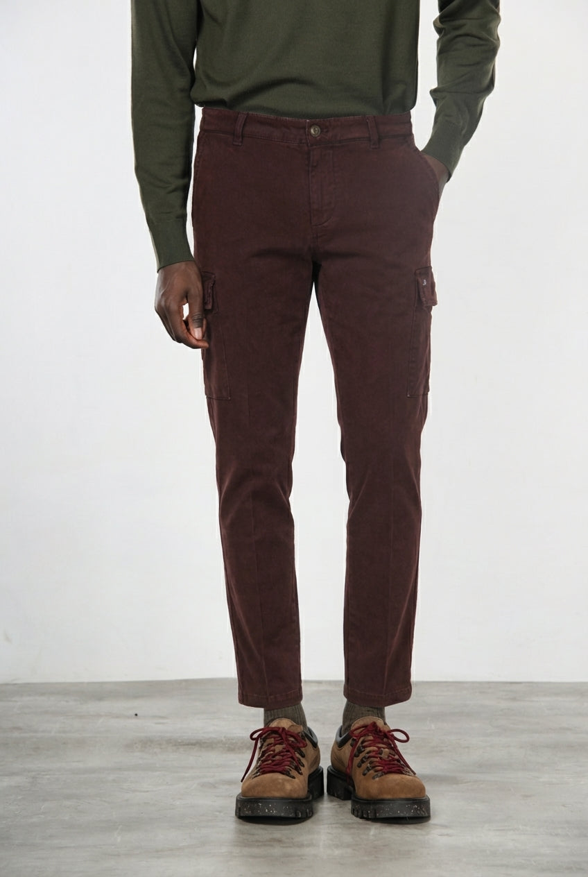 Chile pantalón cargo de hombre en gabardina stretch, extra slim fit ①