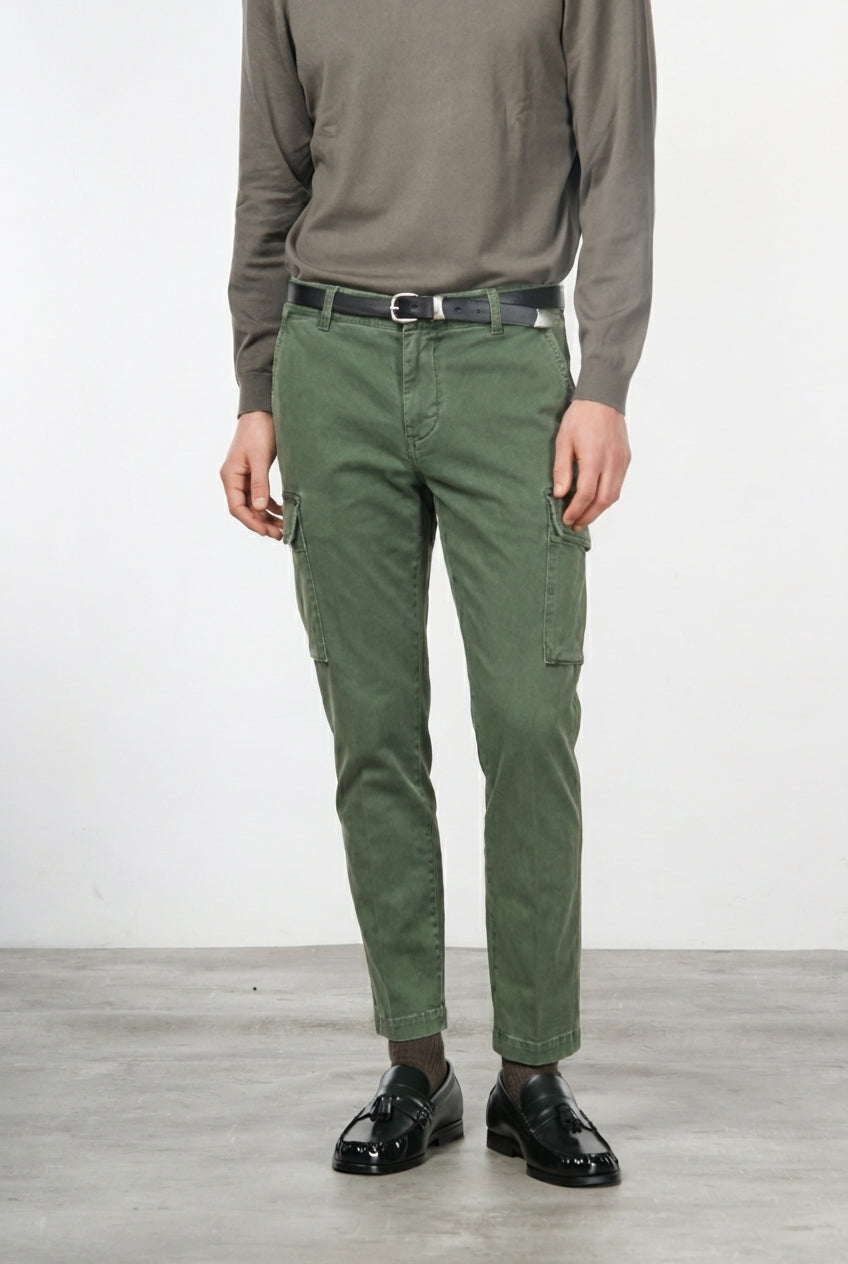 Chile pantalón cargo de hombre en gabardina stretch, extra slim fit ①