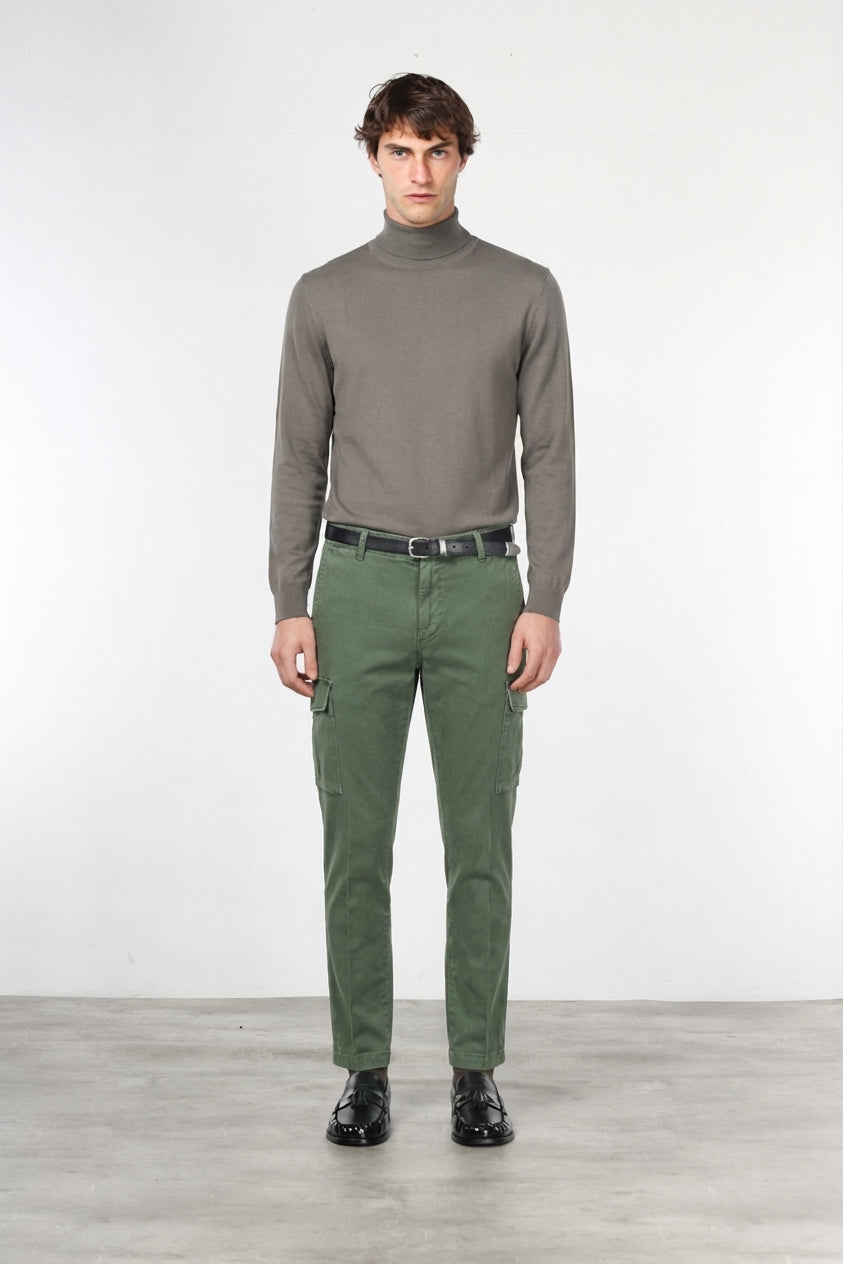 Chile pantalón cargo de hombre en gabardina stretch, extra slim fit ①