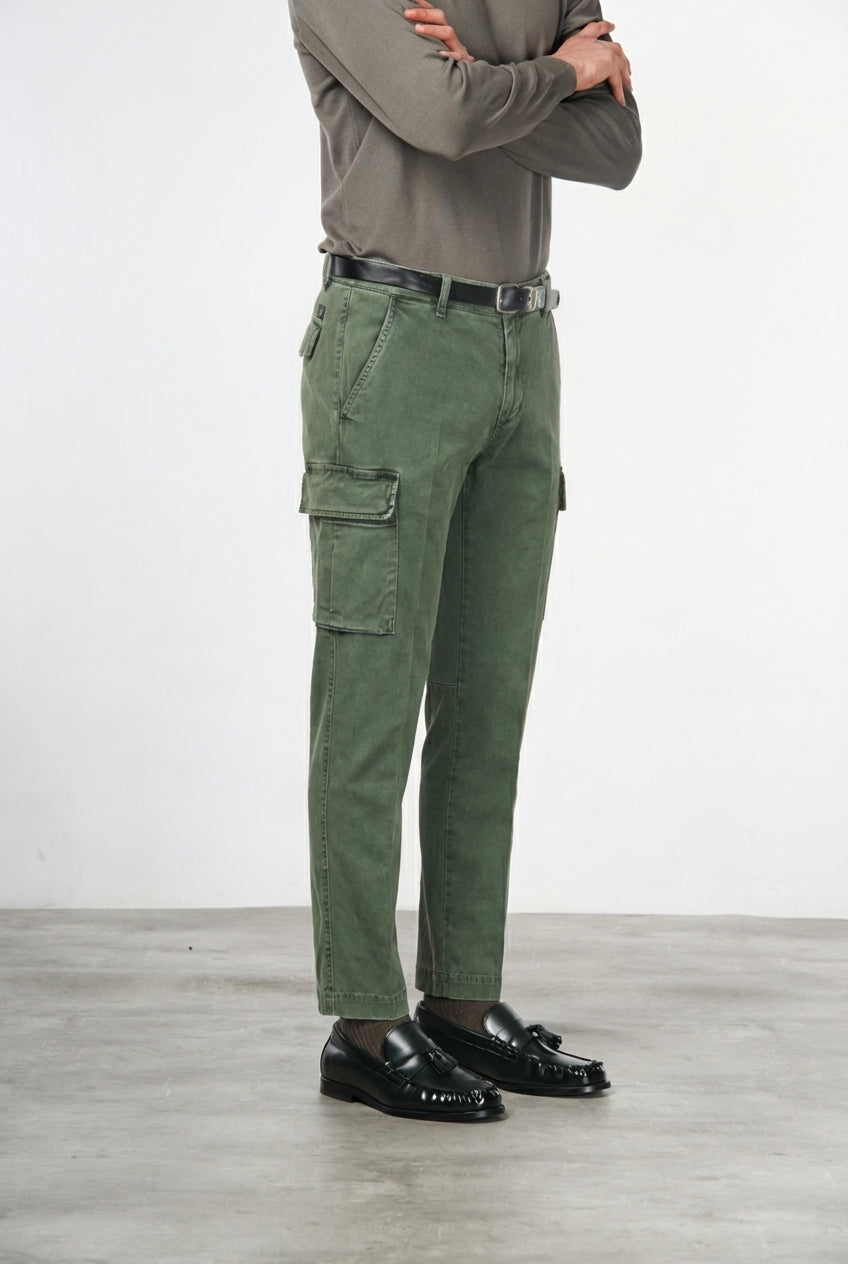 Chile pantalón cargo de hombre en gabardina stretch, extra slim fit ①