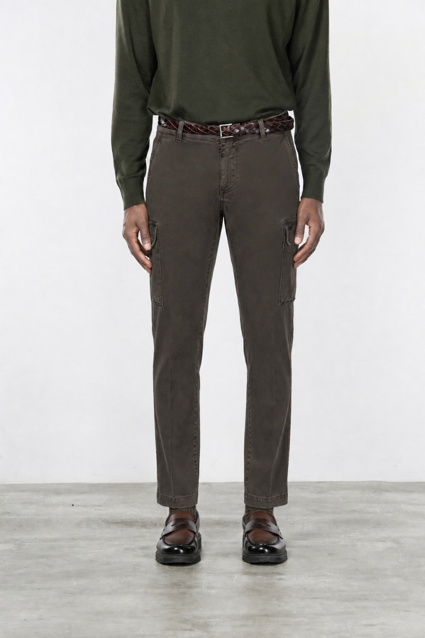 Chile pantalon cargo homme en gabardine stretch extra slim fit ①
