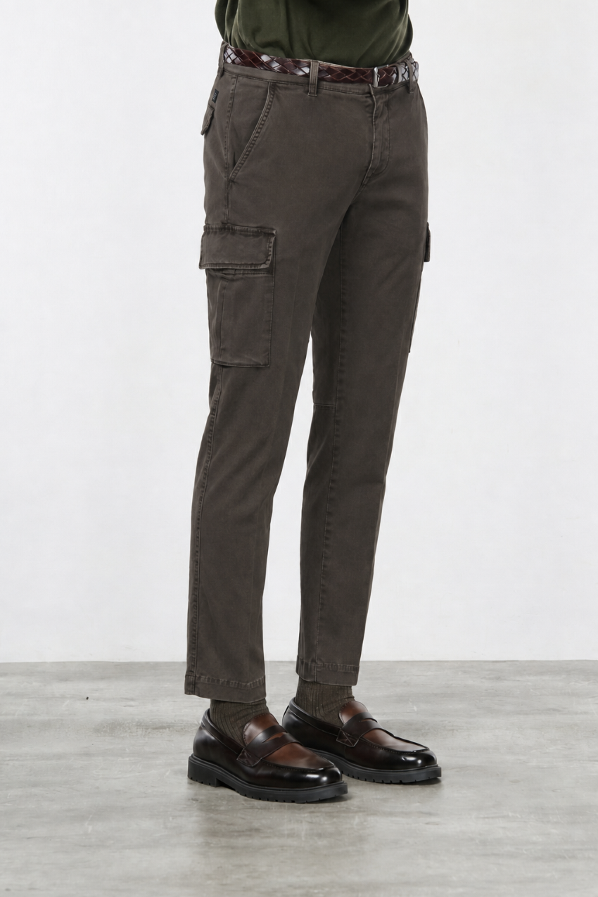 Chile pantalon cargo homme en gabardine stretch extra slim fit ①
