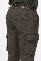 Chile pantalon cargo homme en gabardine stretch extra slim fit ①
