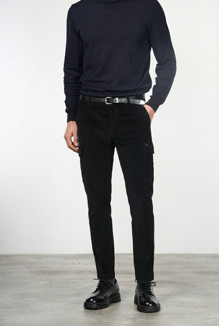 Chile pantalone cargo uomo in velluto 500 righe extra slim fit ①