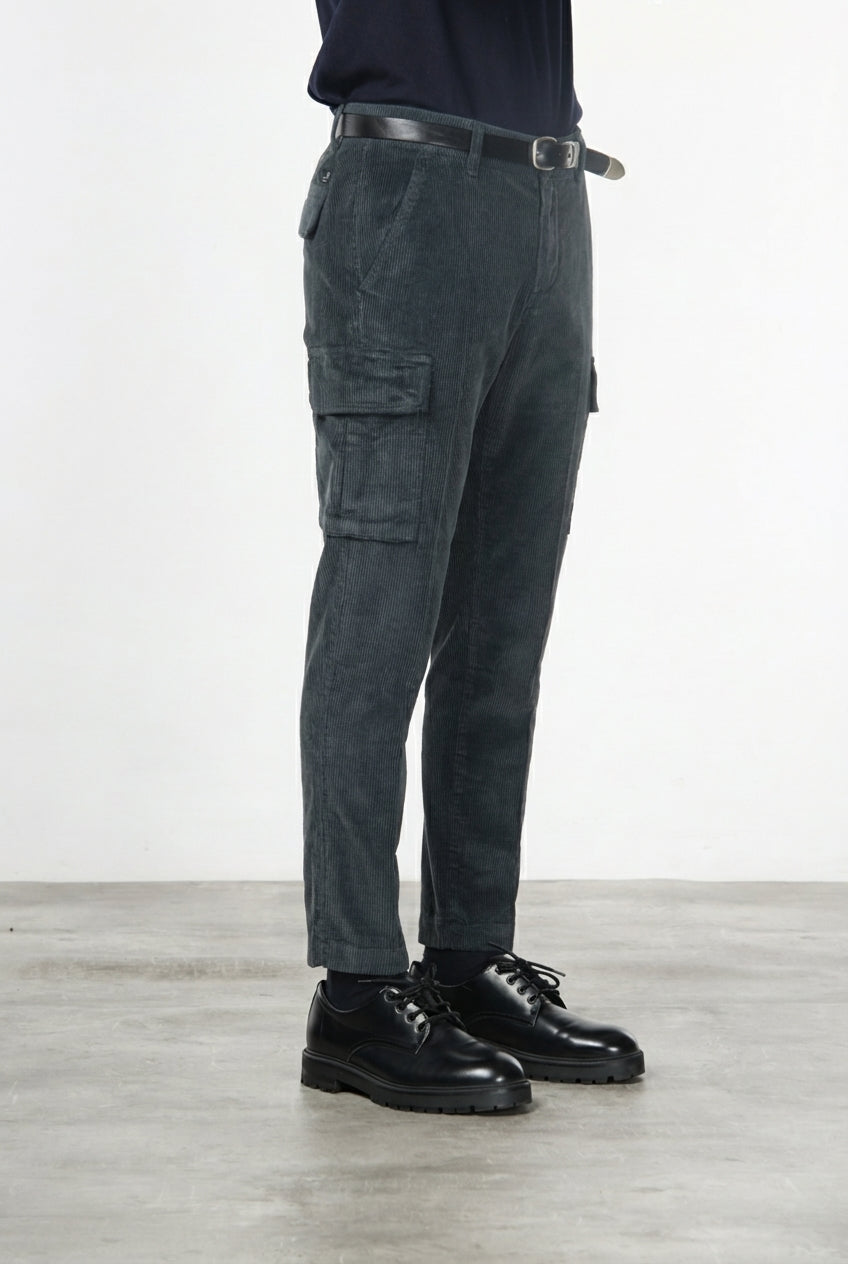 Chile pantalone cargo uomo in velluto 500 righe extra slim fit ①
