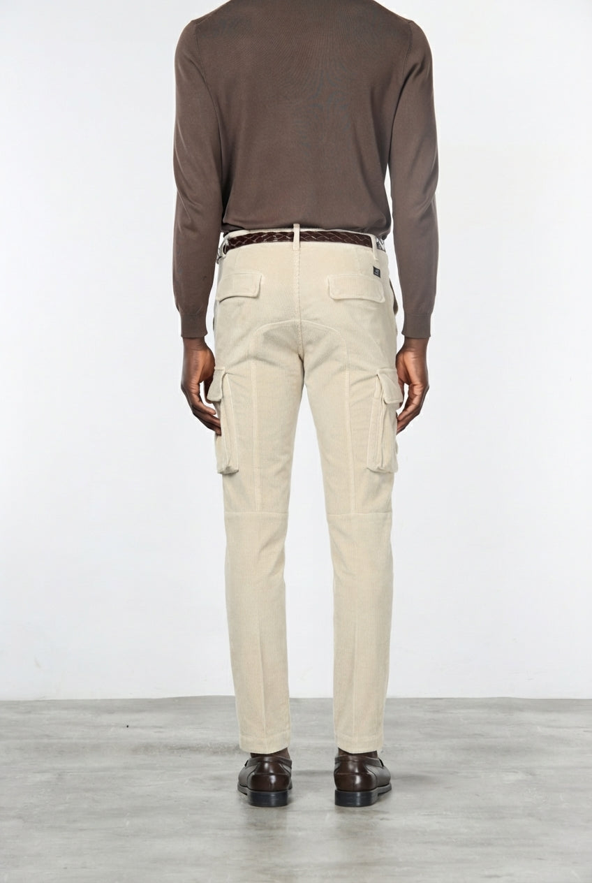 Chile pantalón cargo hombre en pana de 500 rayas, corte extra slim ①