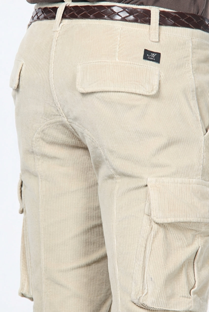 Chile pantalón cargo hombre en pana de 500 rayas, corte extra slim ①