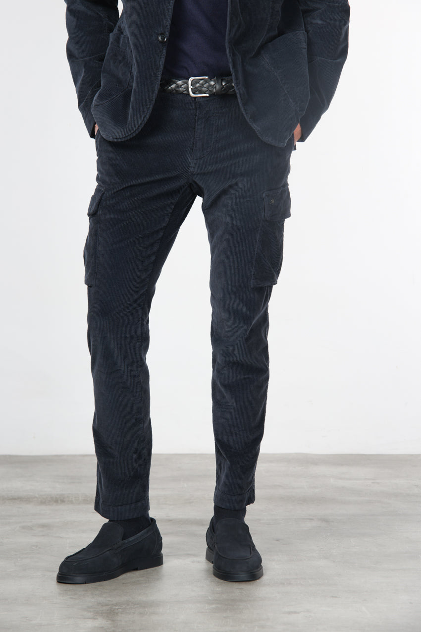Chile pantalón cargo de hombre en pana 500 rayas, extra slim fit ①