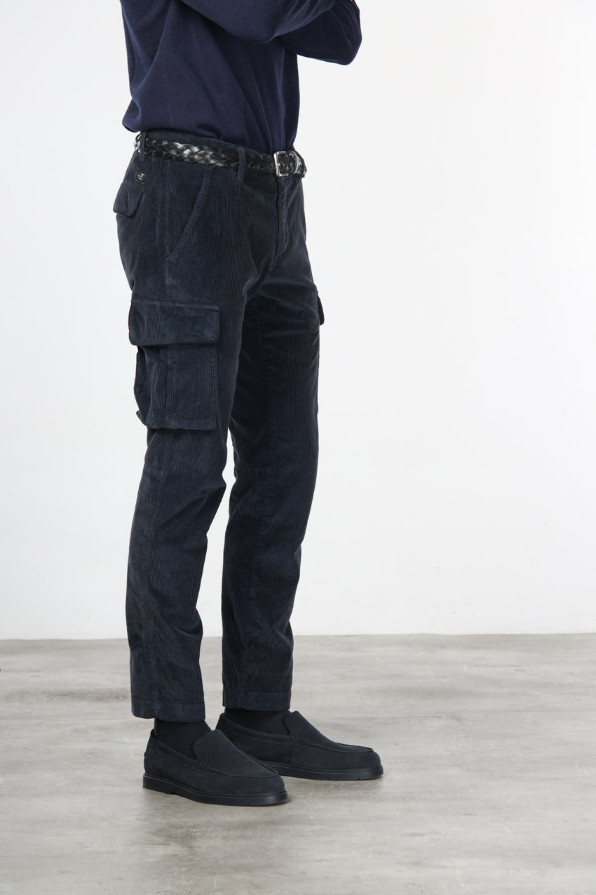 Chile pantalón cargo de hombre en pana 500 rayas, extra slim fit ①