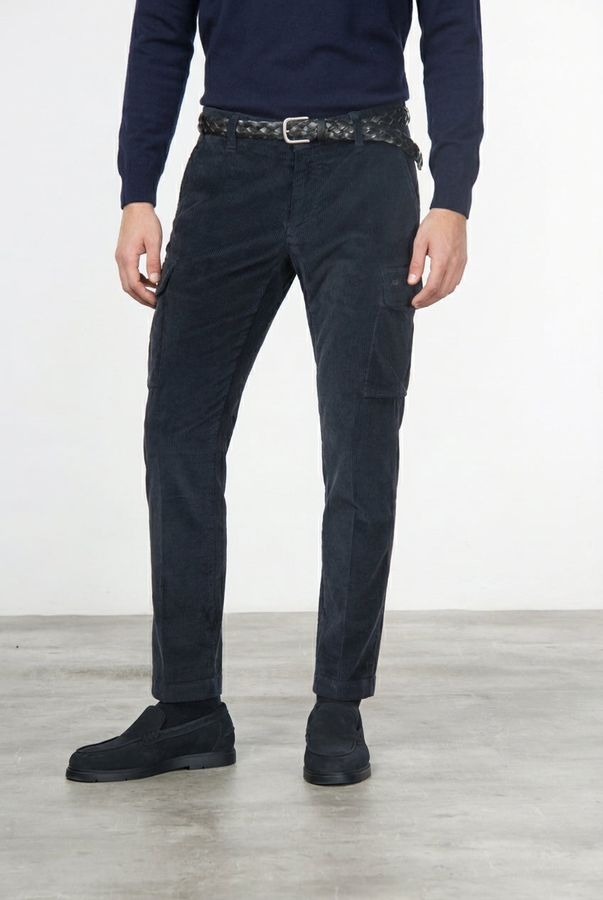 Chile pantalón cargo de hombre en pana 500 rayas, extra slim fit ①